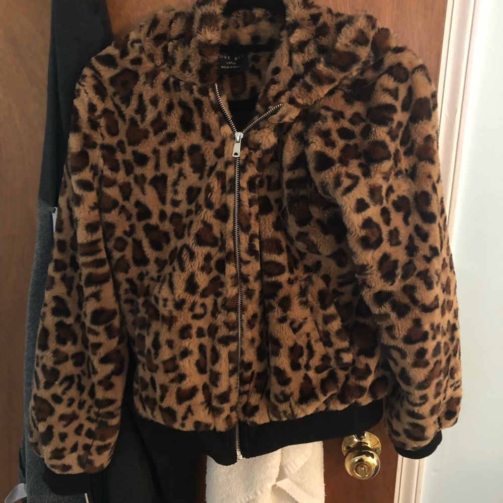 Cheetah Print Zip Up Jacket